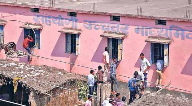 Scene of a high school in Saharsa which is also a center for 10th board examination of Bihar School Examination Board. Picture Courtesy: Express Photo File